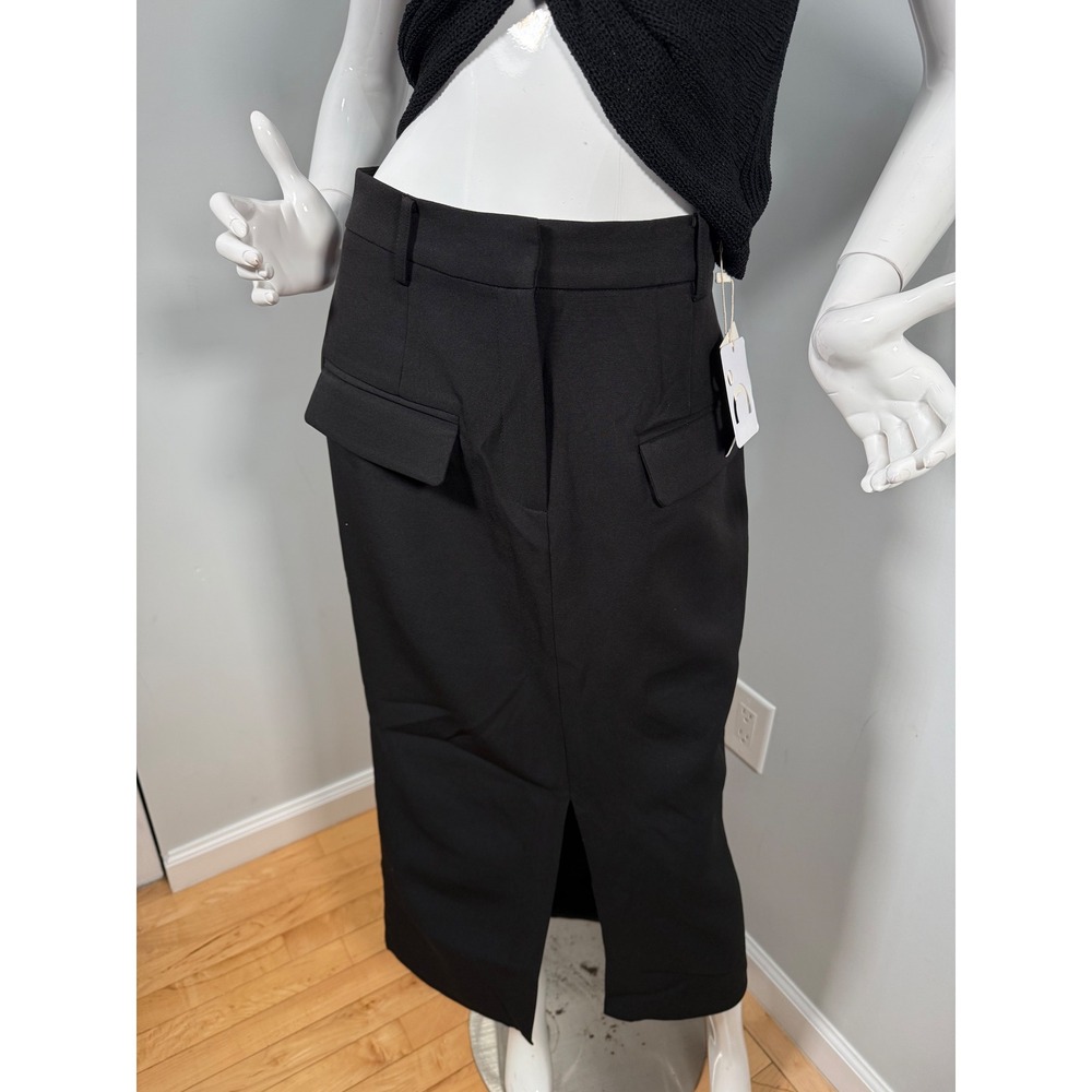 Commense black‎ Split-front Solid Midi Skirt size L/8-10 - Picture 6 of 7